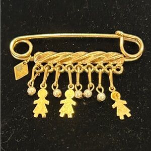 Gold Twist Brooch with Dangling Charms